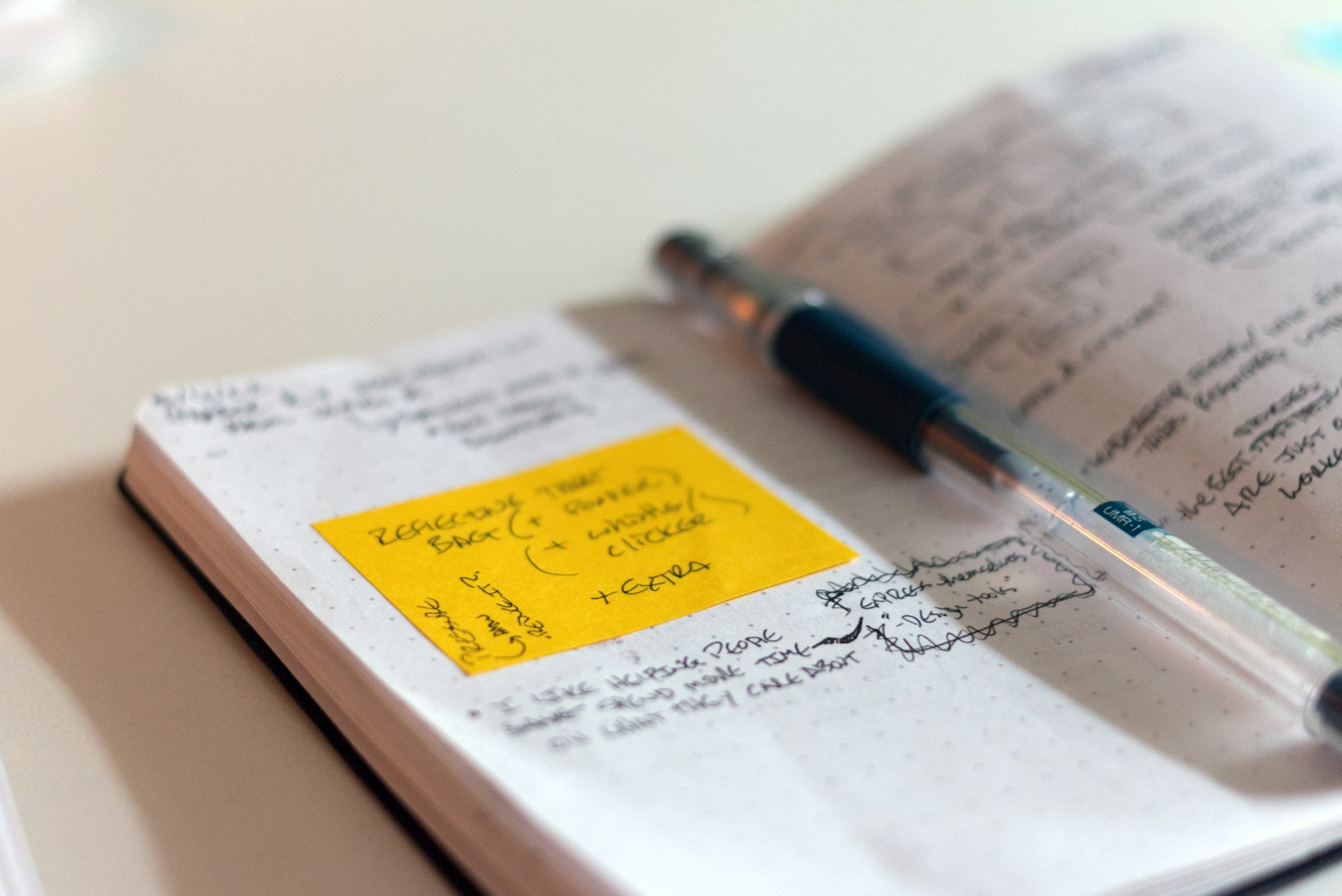 Notebook with training notes open during a workshop