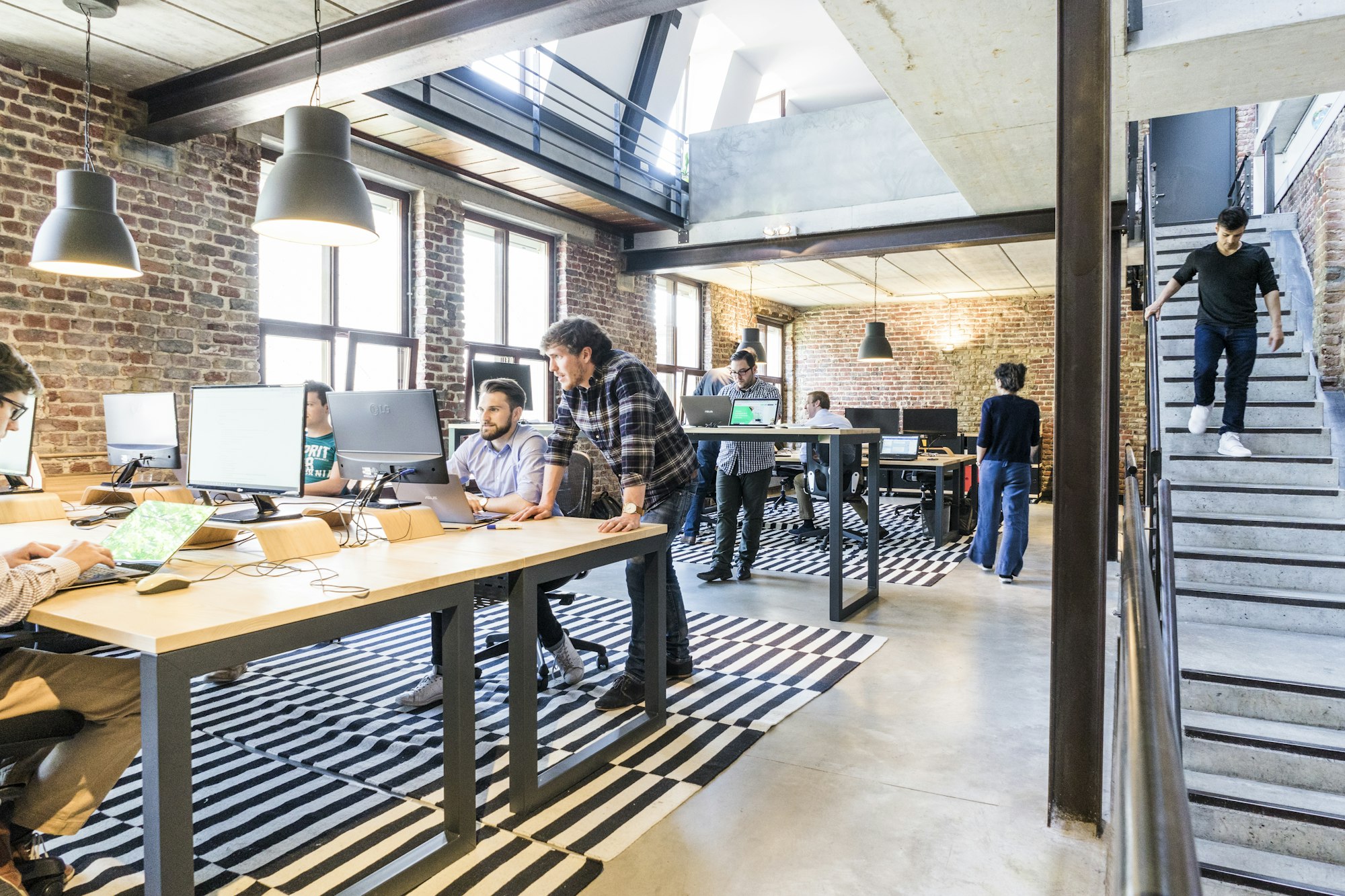 Contact centre professionals working in a modern office